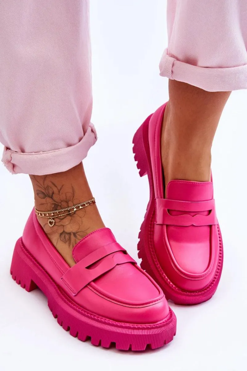 Sale Boto Skórzane Wsuwane Mokasyny Na Platformie Różowe Riverside