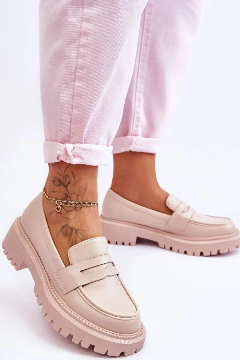 Mokasyny Damskie Skórzane|Mokasyny Na Platformie>Boto Skórzane Wsuwane Mokasyny Na Platformie Beżowe Riverside