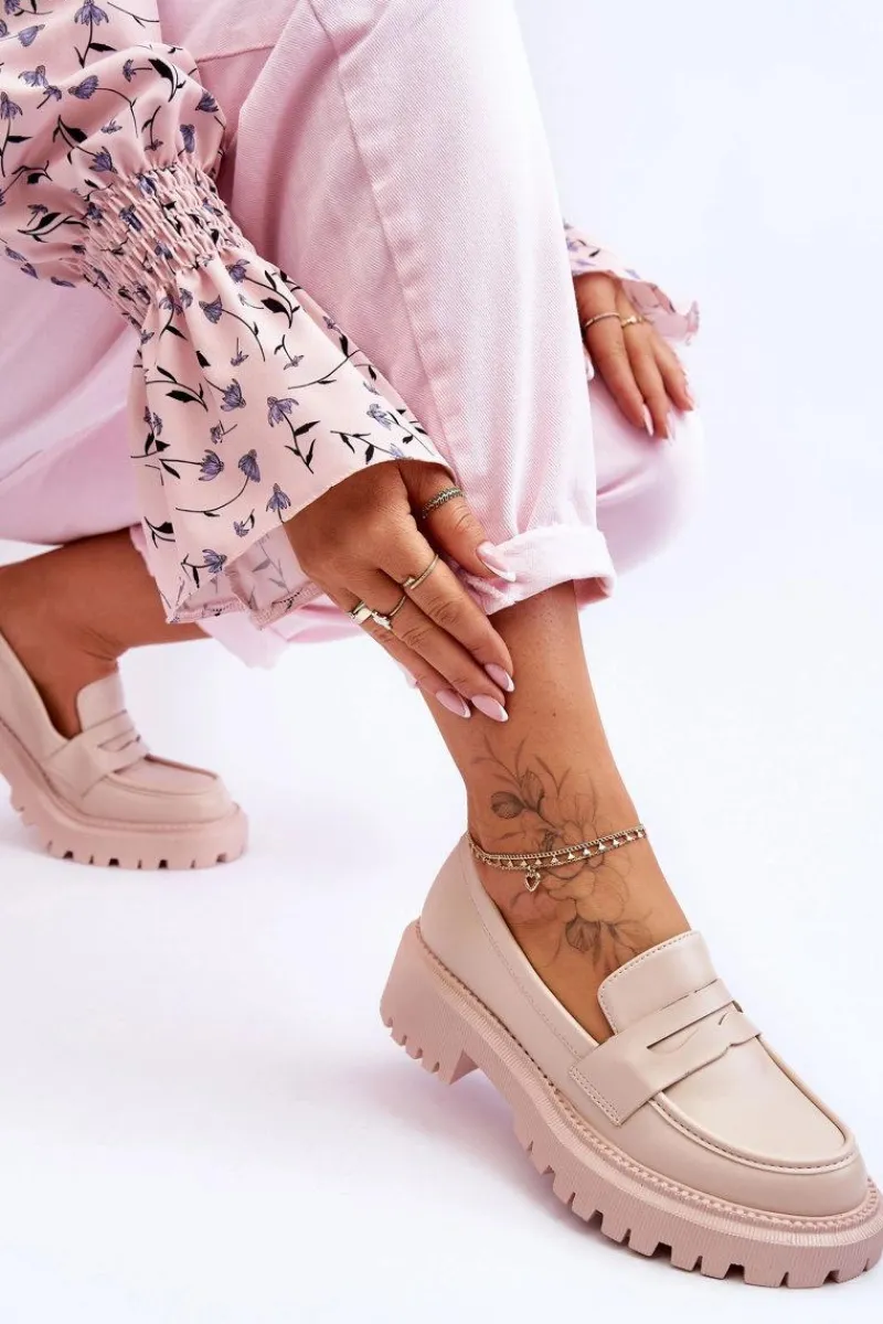 Mokasyny Damskie Skórzane|Mokasyny Na Platformie>Boto Skórzane Wsuwane Mokasyny Na Platformie Beżowe Riverside