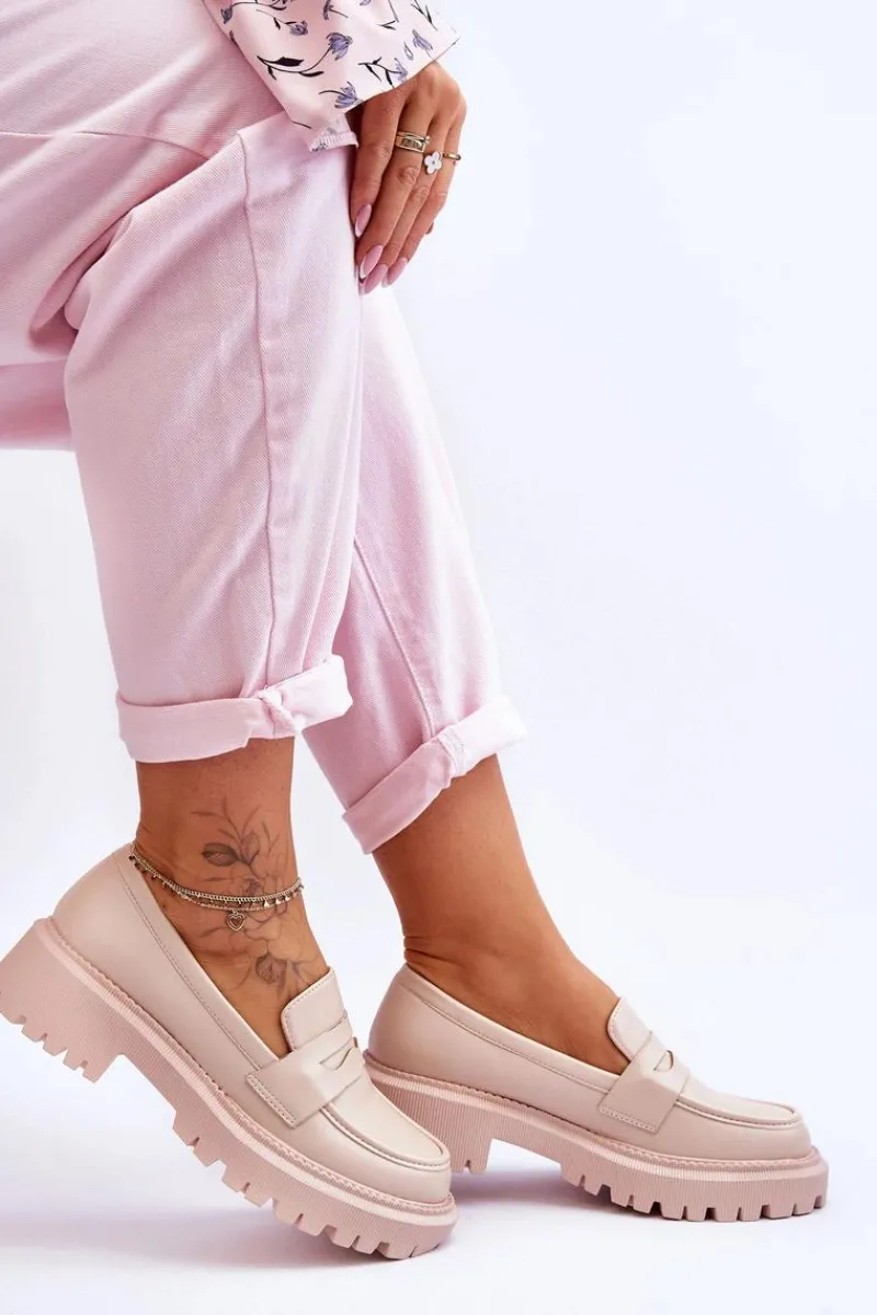 Mokasyny Damskie Skórzane|Mokasyny Na Platformie>Boto Skórzane Wsuwane Mokasyny Na Platformie Beżowe Riverside