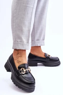 Mokasyny Damskie Skórzane>Boto Skórzane Wsuwane Mokasyny Damskie Czarne Albie