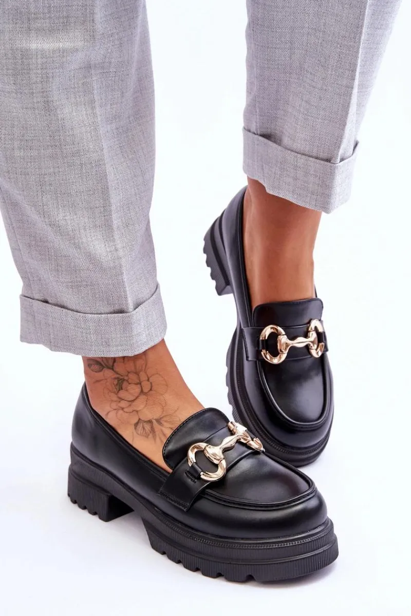 Mokasyny Damskie Skórzane>Boto Skórzane Wsuwane Mokasyny Damskie Czarne Albie