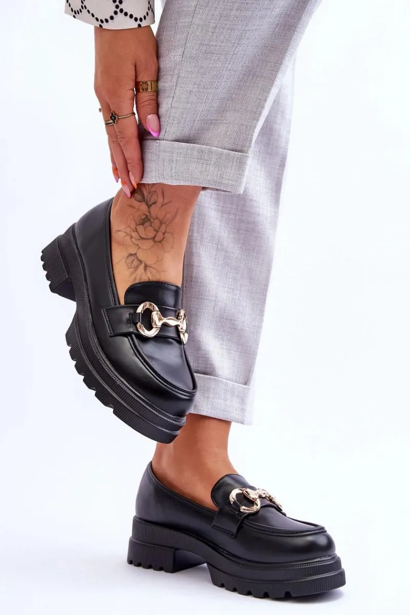 Mokasyny Damskie Skórzane>Boto Skórzane Wsuwane Mokasyny Damskie Czarne Albie