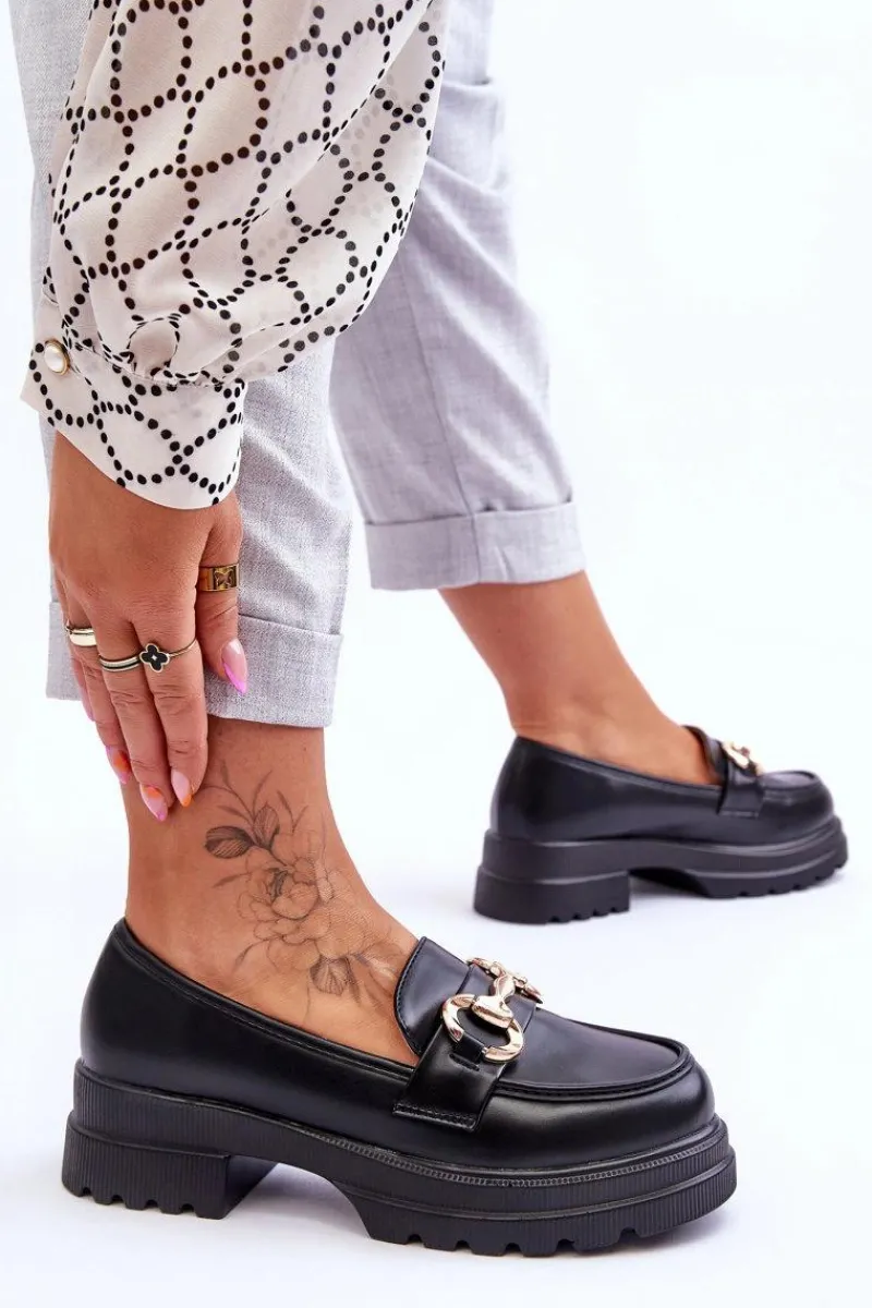 Mokasyny Damskie Skórzane>Boto Skórzane Wsuwane Mokasyny Damskie Czarne Albie