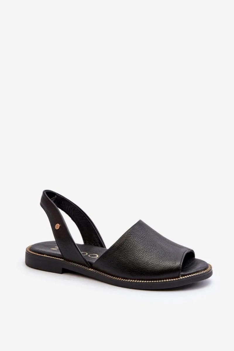 New Skórzane Wsuwane Sandały Czarne Lemar Alivia Damskie Sandały Płaskie