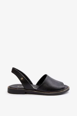 New Skórzane Wsuwane Sandały Czarne Lemar Alivia Damskie Sandały Płaskie