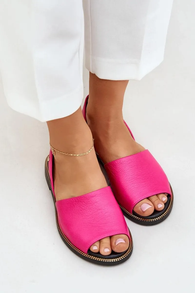 Discount Zazoo Skórzane Wsuwane Sandały 40327 Fuksja Różowy