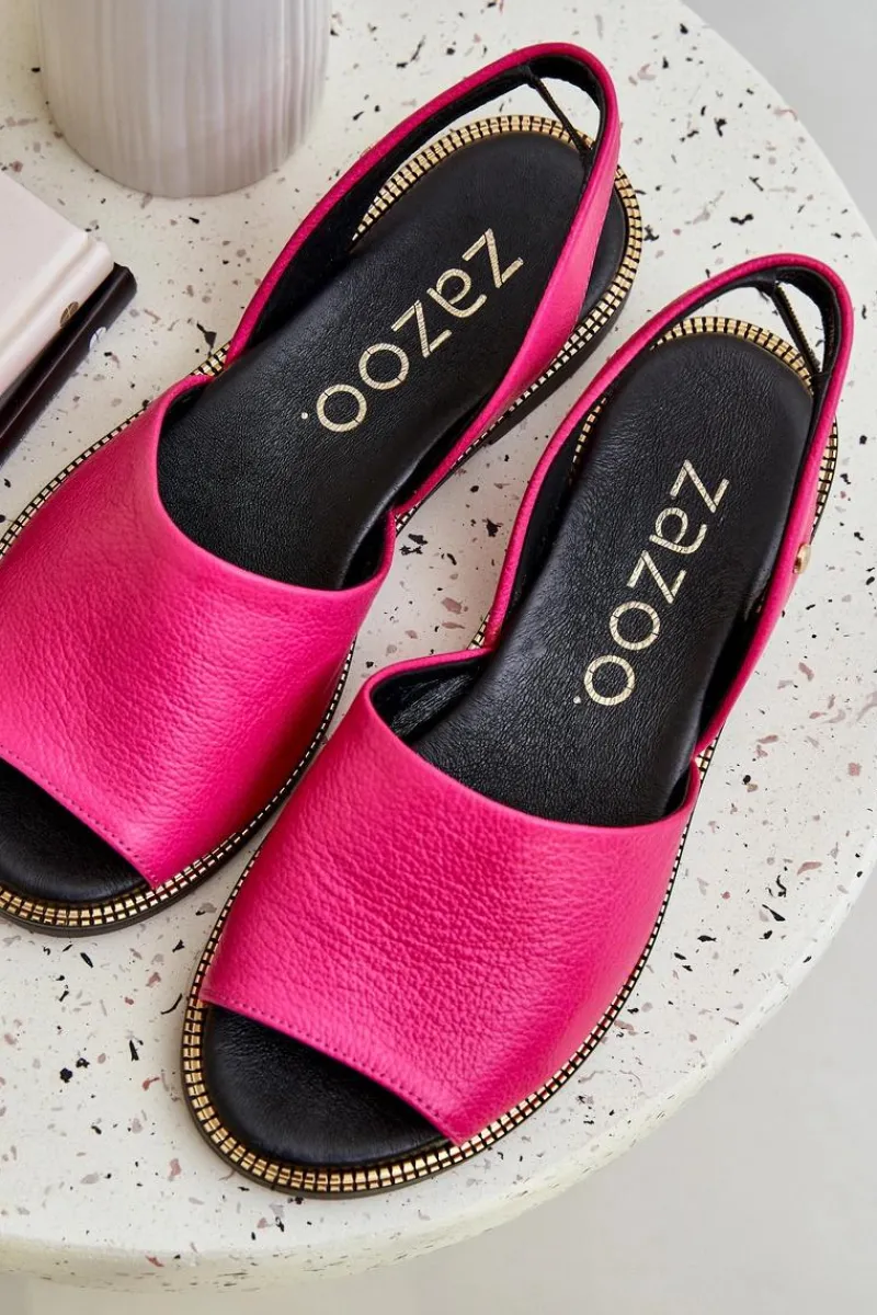 Discount Zazoo Skórzane Wsuwane Sandały 40327 Fuksja Różowy