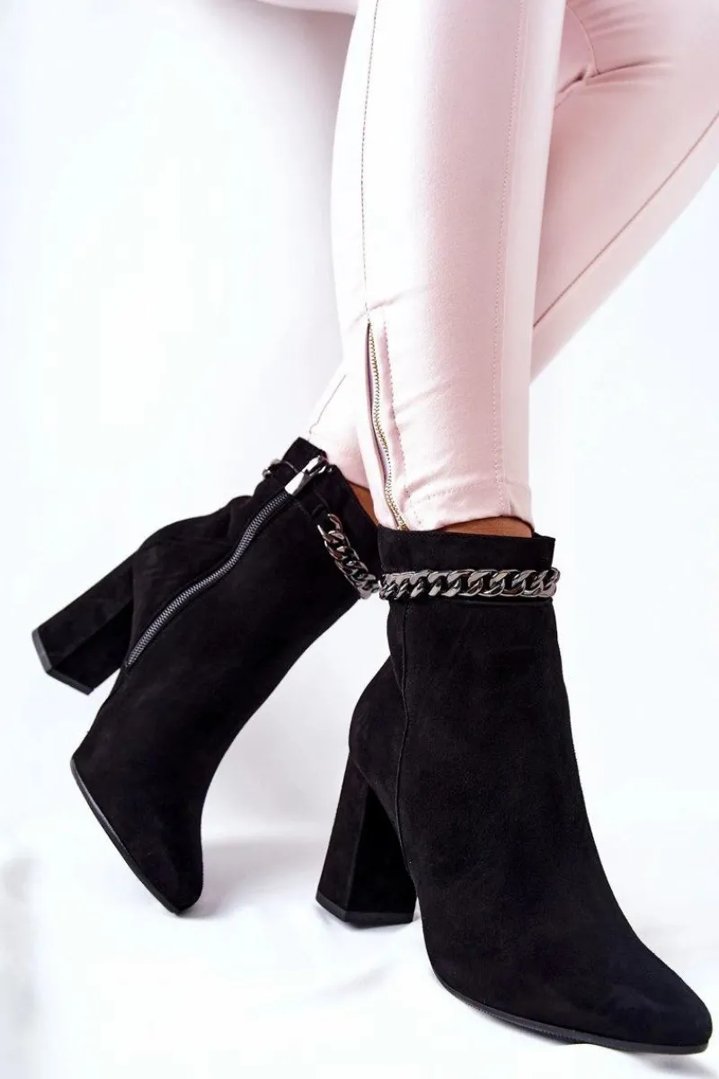 Botki Na Słupku|Czarne Botki>Laura Messi Skórzane Wysokie Botki Czarne 2203