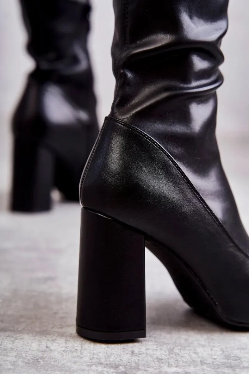 Kozaki Wiosenne|Kozaki Na Obcasie>Boto Skórzane Wysokie Kozaki Na Obcasie Czarne Casto