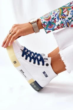 Big Star Shoes Skórzane Wysokie Trampki Big Star II274137 Białe