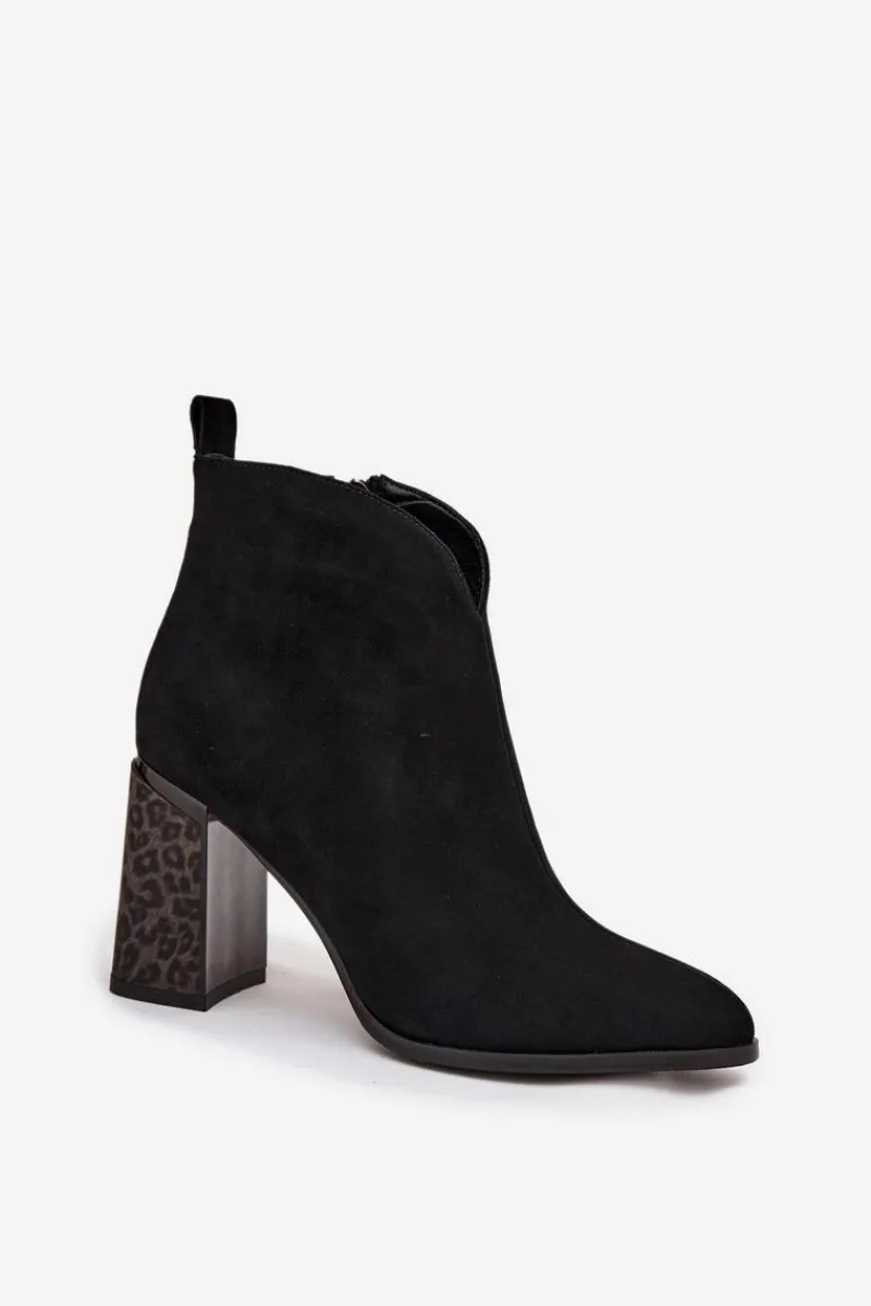 Sale Skórzane Zamszowe Botki Damskie Na Słupku Ocieplane Czarne Zivella Damskie Botki Ocieplane|Botki Na Słupku