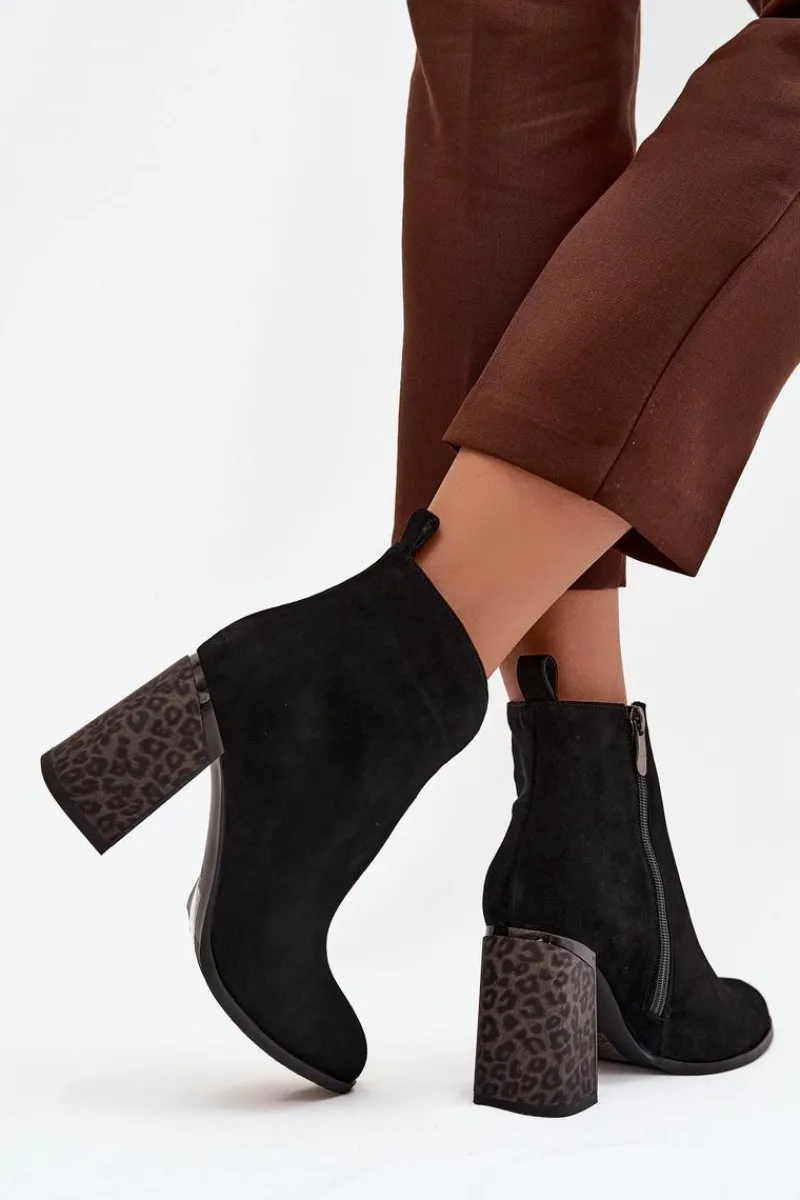 Sale Skórzane Zamszowe Botki Damskie Na Słupku Ocieplane Czarne Zivella Damskie Botki Ocieplane|Botki Na Słupku