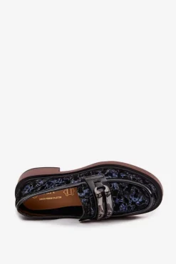 Sale D&A Skórzane Zamszowe Mokasyny Damskie Z Ozdobnym Detalem MR52-178 Czarne