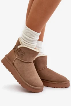 Clearance Buty damskie Vinceza Skórzane Zamszowe Śniegowce Z Futerkiem Vinceza 97951 Beżowe