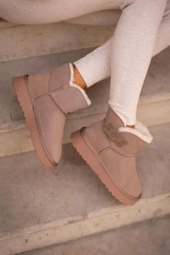 Clearance Buty damskie Vinceza Skórzane Zamszowe Śniegowce Z Futerkiem Vinceza 97951 Beżowe