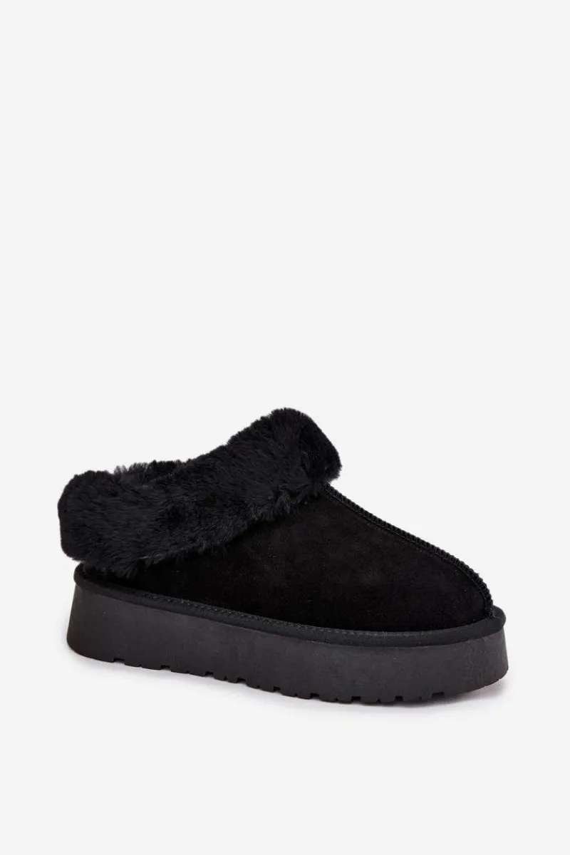 Śniegowce Damskie>Boto Skórzane Zamszowe Śniegowce Damskie Z Futerkiem Czarne Mivelle Czarny