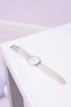 Zegarki>Ernest Skórzany Beżowy Damski Perłowy Zegarek