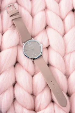 Zegarki>Ernest Skórzany Brązowy Damski Zegarek Srebrna Koperta