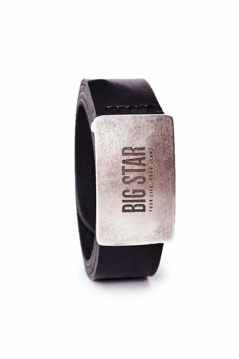 Outlet Skórzany Pasek Męski Big Star HH674119 Czarny Paski