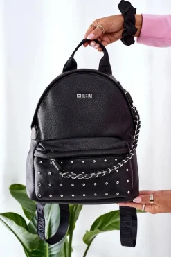 Plecaki>Big Star Shoes Skórzany Plecak Big Star II574080 Czarny