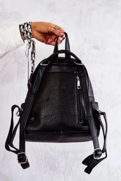 Hot Boto Skórzany Plecak Na Suwak Czarny Karlee