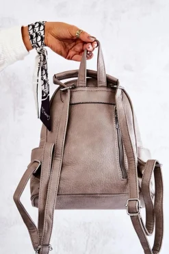 Clearance Skórzany Plecak Na Suwak Szary Karlee Plecaki