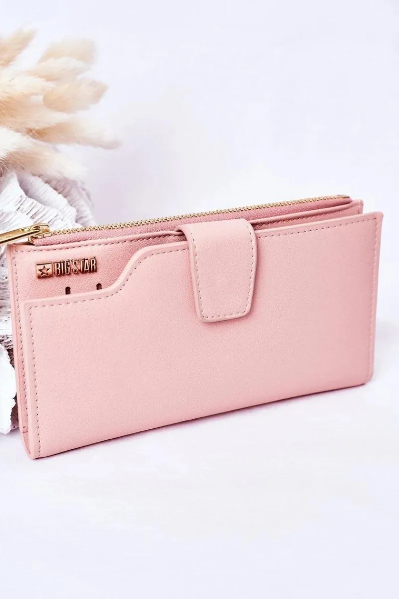 Best Big Star Shoes Skórzany Portfel Big Star HH674011 Różowy