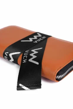 Outlet Skórzany Portfel Na Suwak Brązowy Mille Portfele