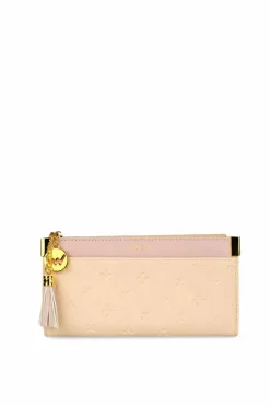 Online Boto Skórzany Portfel Z Frędzelkiem Beżowo-Różowy Madis