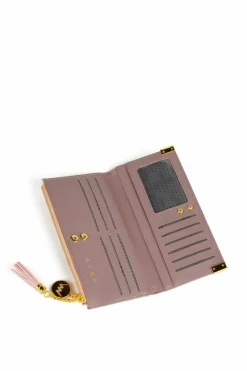 Online Boto Skórzany Portfel Z Frędzelkiem Beżowo-Różowy Madis