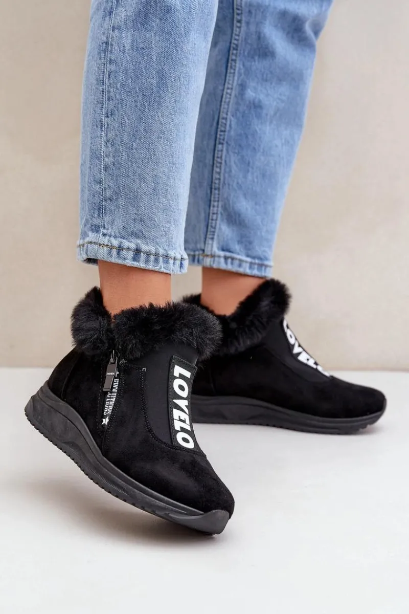 Sale Sneakersy Botki Damskie Z Futerkiem Czarne Zeriana Damskie Sneakersy Damskie|Botki Sznurowane