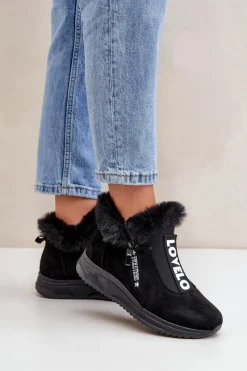 Sale Sneakersy Botki Damskie Z Futerkiem Czarne Zeriana Damskie Sneakersy Damskie|Botki Sznurowane