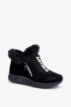 Sale Sneakersy Botki Damskie Z Futerkiem Czarne Zeriana Damskie Sneakersy Damskie|Botki Sznurowane