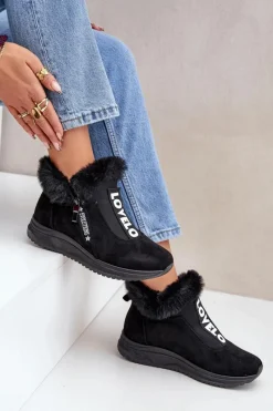 Sale Sneakersy Botki Damskie Z Futerkiem Czarne Zeriana Damskie Sneakersy Damskie|Botki Sznurowane