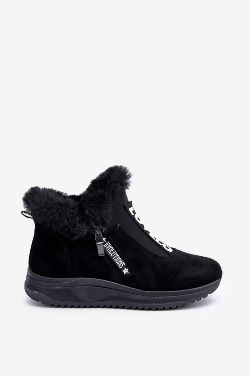 Sale Sneakersy Botki Damskie Z Futerkiem Czarne Zeriana Damskie Sneakersy Damskie|Botki Sznurowane