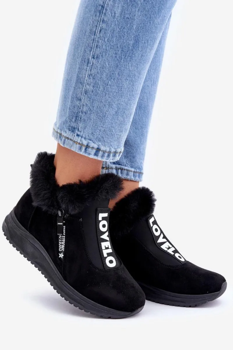 Sale Sneakersy Botki Damskie Z Futerkiem Czarne Zeriana Damskie Sneakersy Damskie|Botki Sznurowane