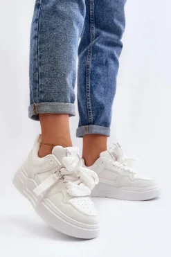 Sale Sneakersy Buty Sportowe Damskie Białe Neatisa Damskie Buty Sportowe Na Platformie|Sneakersy Damskie