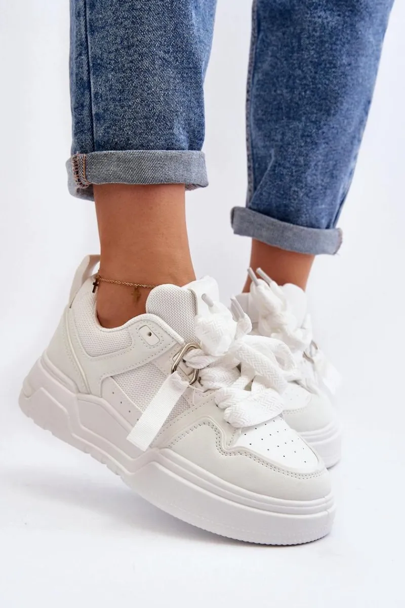 Sale Sneakersy Buty Sportowe Damskie Białe Neatisa Damskie Buty Sportowe Na Platformie|Sneakersy Damskie