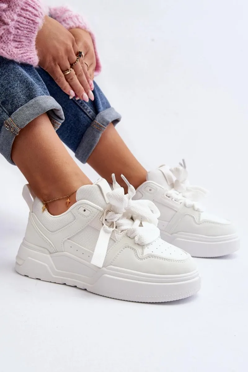 Sale Sneakersy Buty Sportowe Damskie Białe Neatisa Damskie Buty Sportowe Na Platformie|Sneakersy Damskie