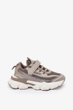New Boto Sneakersy Buty Sportowe Dziecięce Na Rzep Khaki Ronivelle