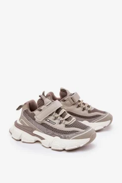 New Boto Sneakersy Buty Sportowe Dziecięce Na Rzep Khaki Ronivelle