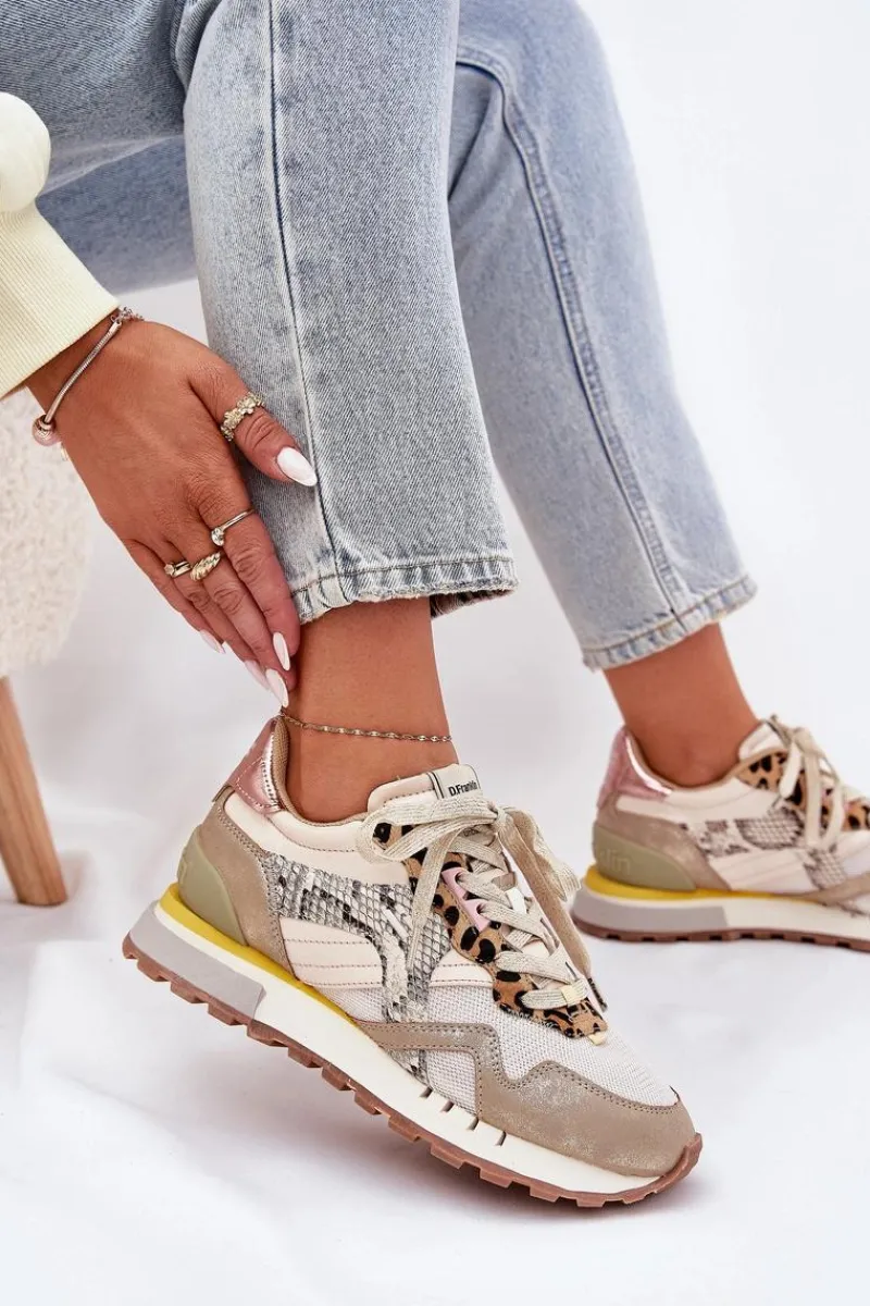 Sneakersy Damskie>D.Franklin Sneakersy Buty Sportowe Damskie DFSH378006 Złote Złoty