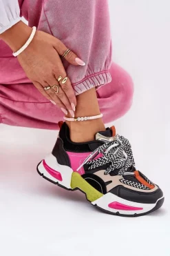 Outlet Boto Sneakersy Buty Sportowe Damskie Z Podwójnym Sznurowaniem Czarne Efobell