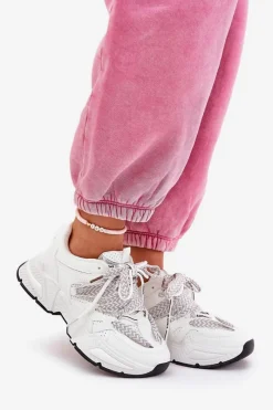 Boto Sneakersy Buty Sportowe Damskie Z Podwójnym Sznurowaniem Białe Efobell Biały