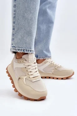 Clearance Boto Sneakersy Buty Sportowe Damskie Beżowe Ralita