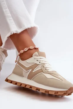 Boto Sneakersy Buty Sportowe Damskie Beżowe Kalelia