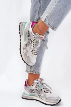 Best Sneakersy Buty Sportowe Damskie DFSH378006 Srebrne Damskie Sneakersy Damskie