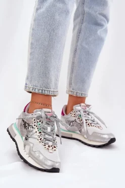 Best Sneakersy Buty Sportowe Damskie DFSH378006 Srebrne Damskie Sneakersy Damskie