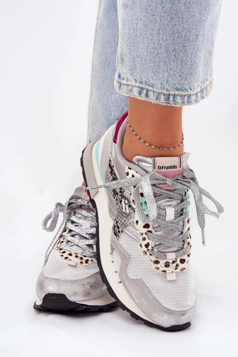Best Sneakersy Buty Sportowe Damskie DFSH378006 Srebrne Damskie Sneakersy Damskie